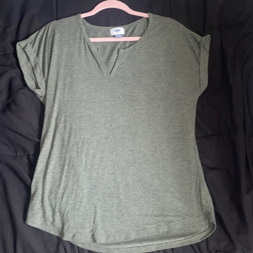 Old Navy Medium Green V-neck Tee